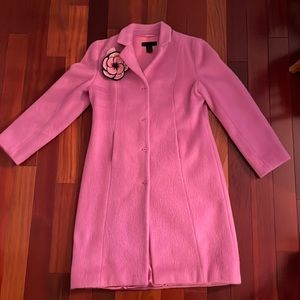 Size Medium The Limited pink wool coat with pink flower pin